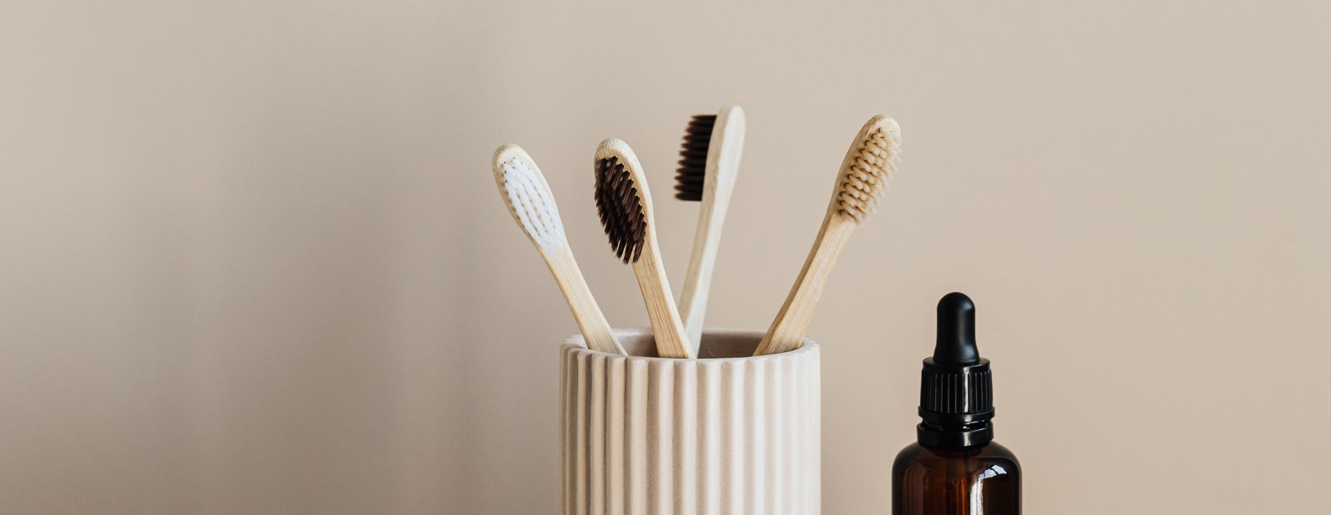 Zero waste organic toiletries on marble table